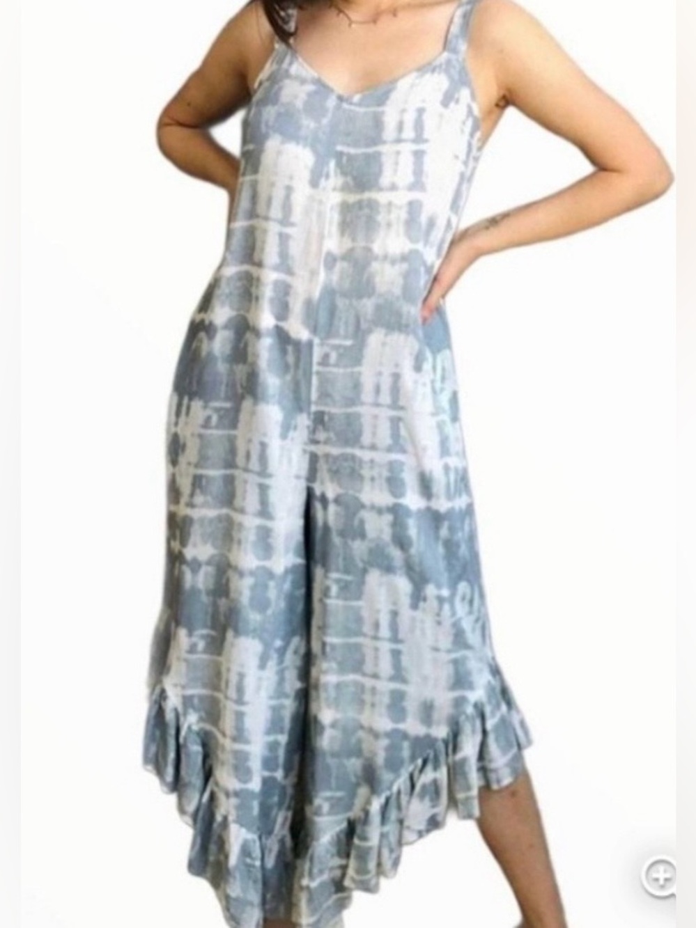Japna tie-dye ruffle bottom culotte jumpsuit. Size M - Picture 1 of 9